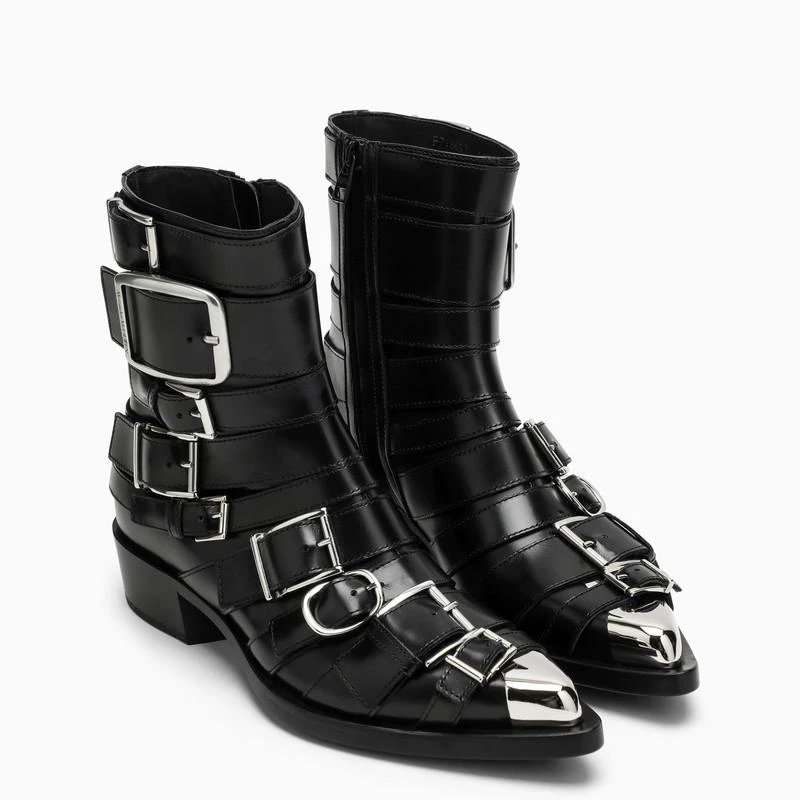 商品Alexander McQueen|Black Punk buckle boots,价格¥4733,第2张图片详细描述