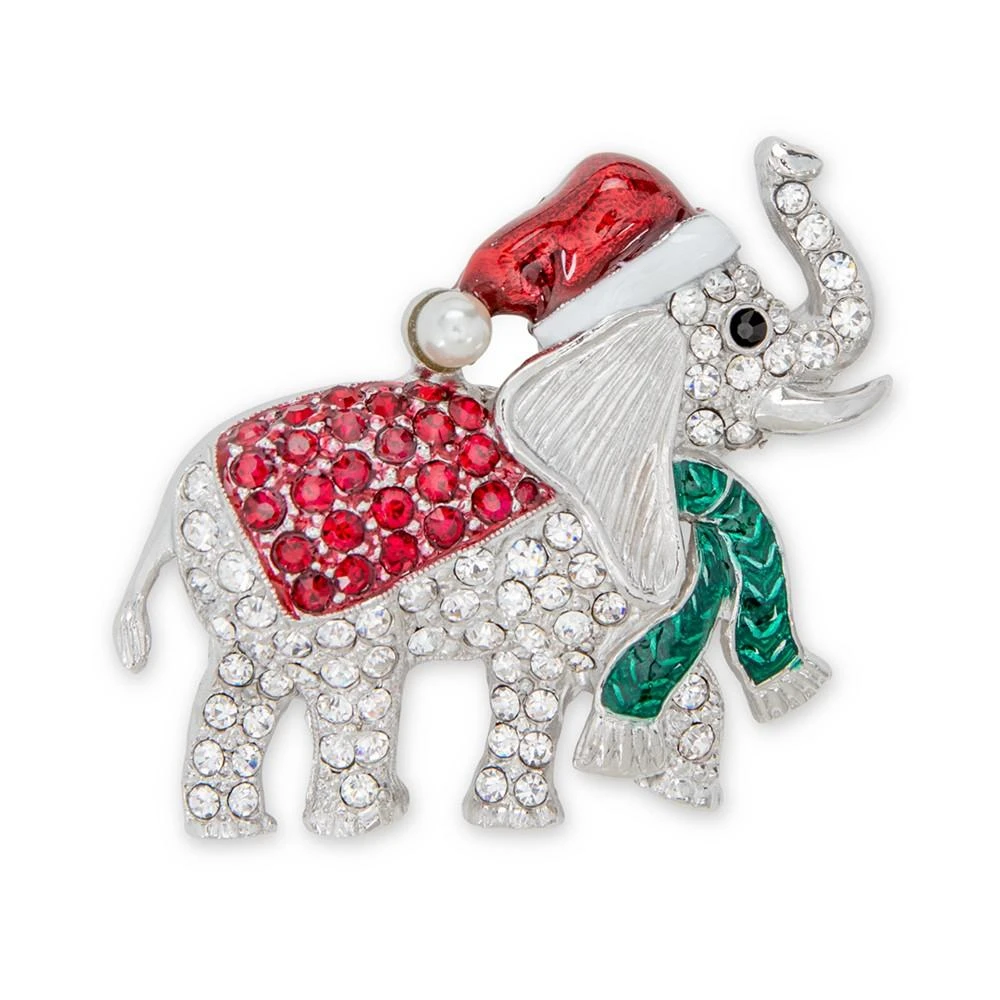 商品Charter Club|Silver-Tone Pavé & Imitation Pearl Elephant Pin, Created for Macy's,价格¥55,第1张图片