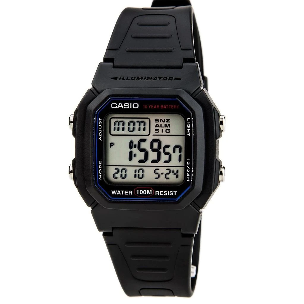 商品Casio|Casio Men's Classic Illuminator Grey Digital Dial Black Rubber Strap Sport Watch | W800H-1A,价格¥184,第2张图片详细描述