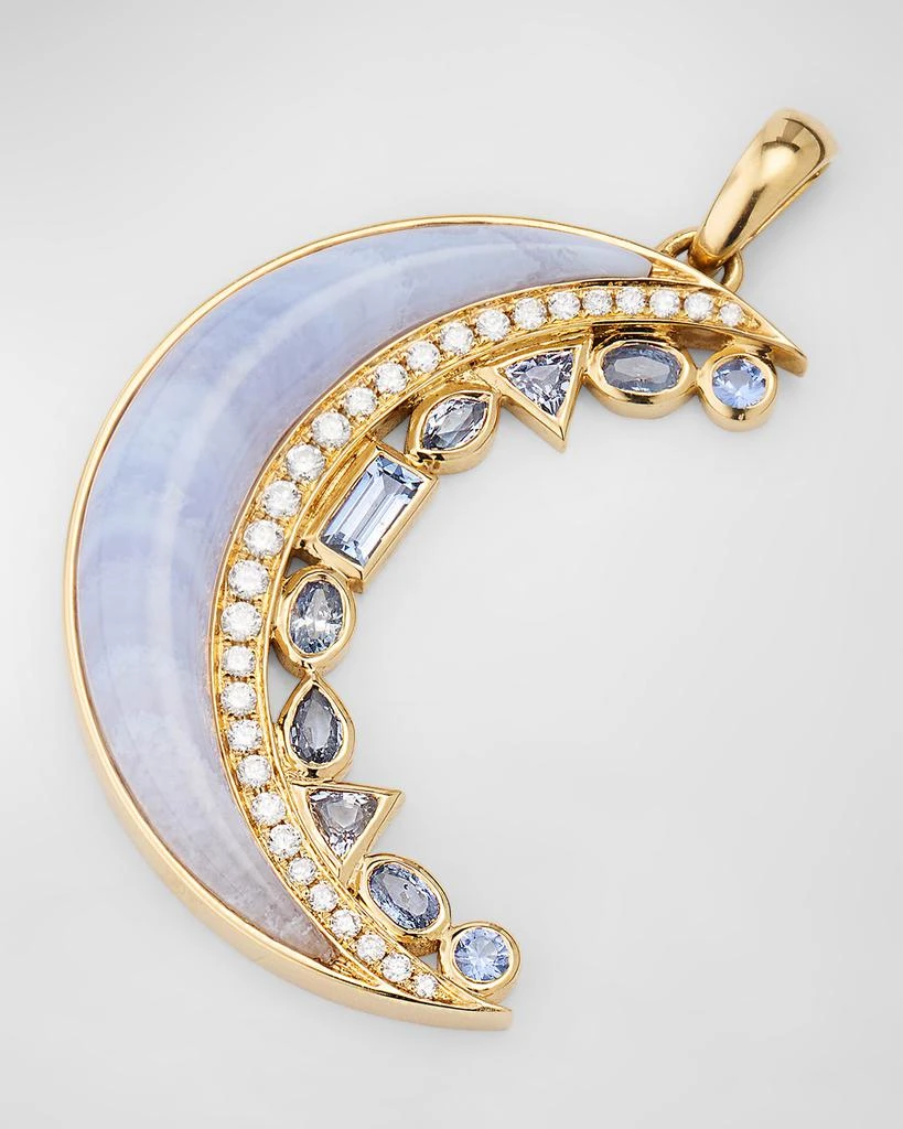 商品Sorellina|18K Yellow Gold Blue Lace Agate Crescent Moon Pendant,价格¥30493,第5张图片详细描述