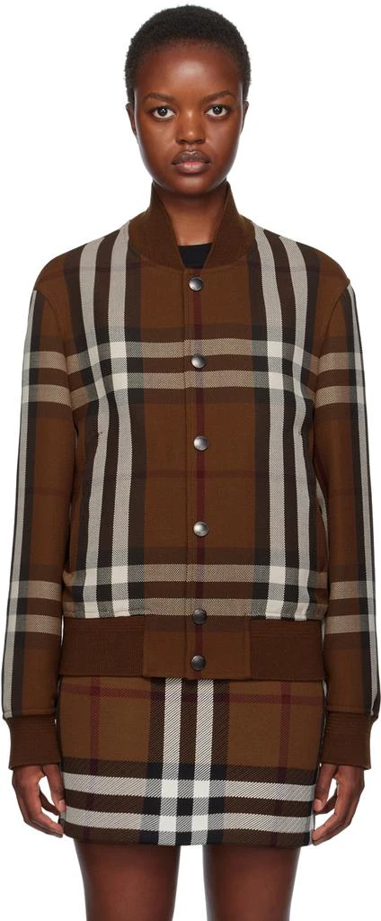 商品Burberry|Brown Check Bomber Jacket,价格¥16778,第1张图片