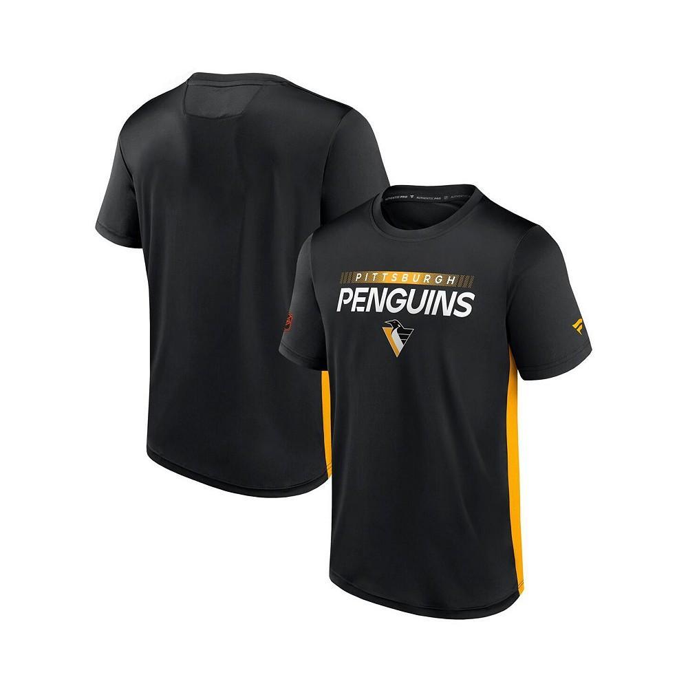 商品Fanatics|Men's Branded Black and Yellow Pittsburgh Penguins Special Edition 2.0 Authentic Pro Tech T-shirt,价格¥323,第1张图片