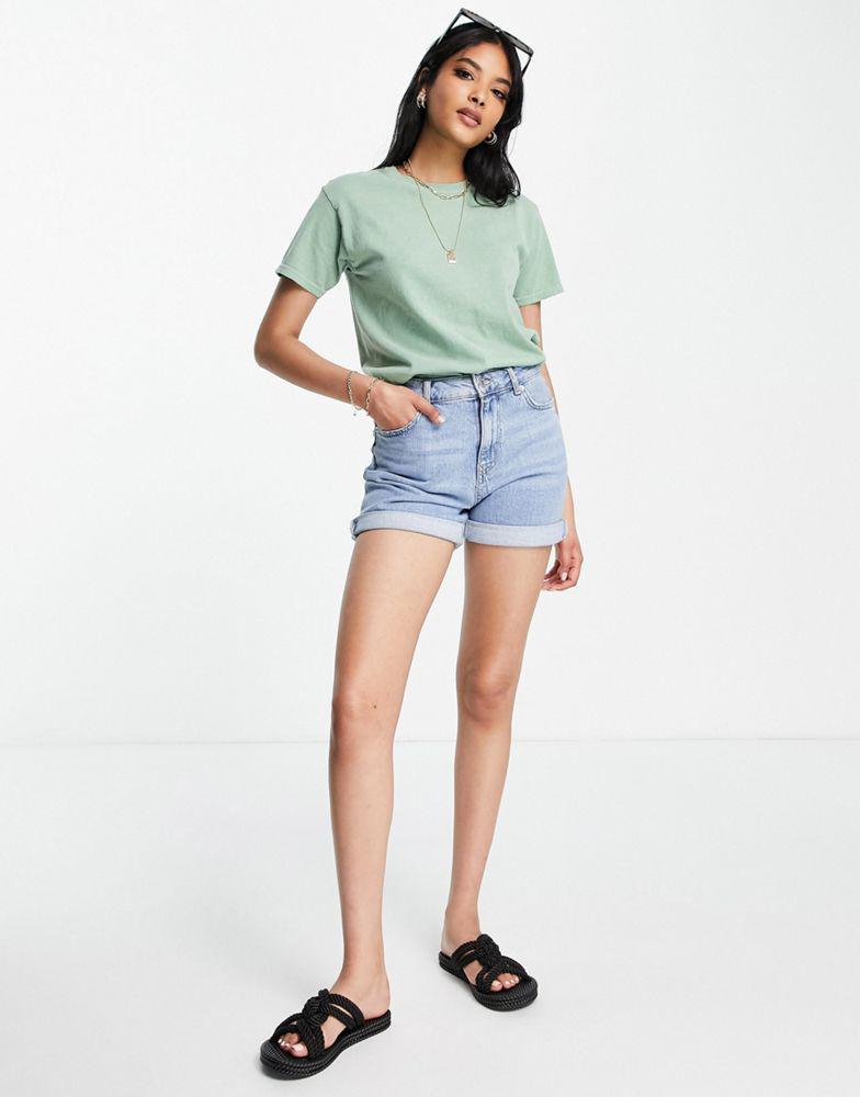 Topshop plain washed tee in green商品第4张图片规格展示