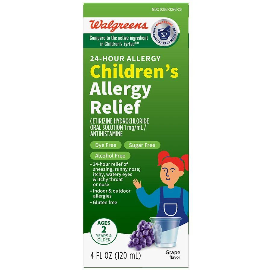 商品Walgreens|24-Hour Children's Allergy Relief Oral Solution Grape,价格¥108,第1张图片