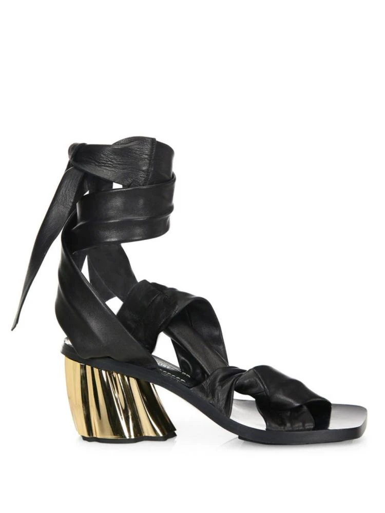 商品Proenza Schouler|Asymmetric Leather Ankle-Wrap Sandals,价格¥2730,第5张图片详细描述