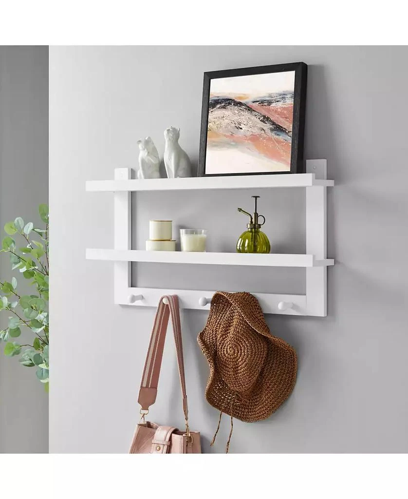 商品Danya B|Two-Tier Ledge Shelf Wall organizer with Five Hanging Hooks,价格¥251,第3张图片详细描述