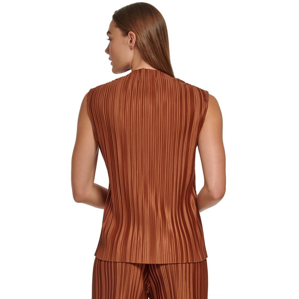 商品Calvin Klein|Women's Sleeveless Pleated Mock Neck Top,价格¥263,第6张图片详细描述