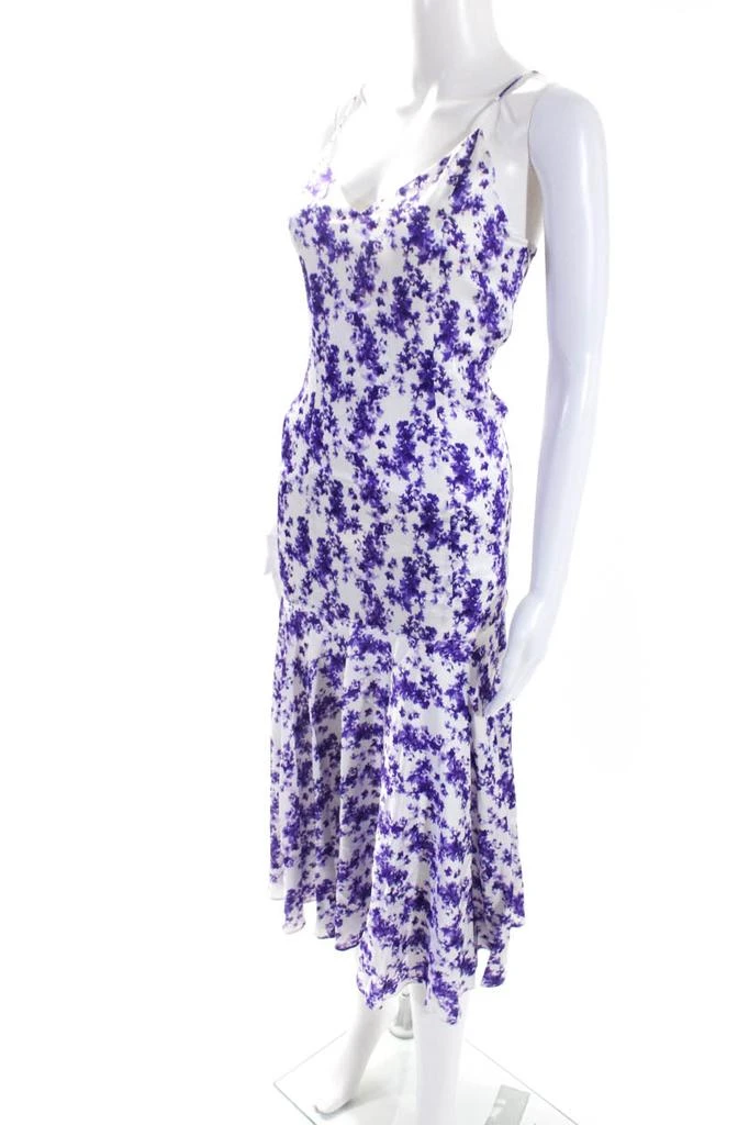 商品[二手商品] CAROLINE CONSTAS|Womens Floral Print Kai Slip Dress White Purple,价格¥588,第2张图片详细描述