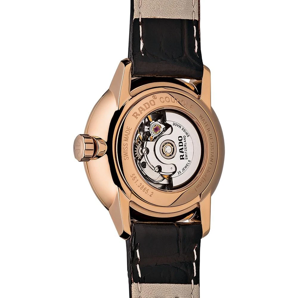 商品Rado|Women's Swiss Automatic Coupole Classic Diamond Accent Dark Brown Leather Strap Watch 32mm R22865765,价格¥12967,第3张图片详细描述