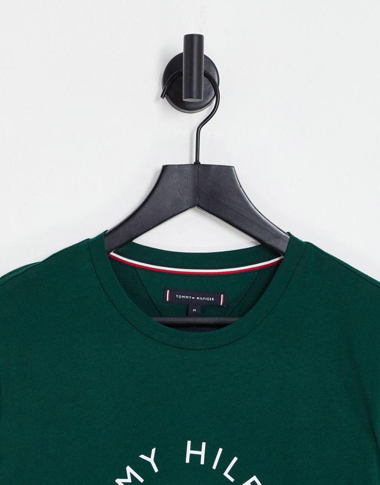 Tommy Hilfiger flag arch logo cotton t-shirt in dark green商品第3张图片规格展示