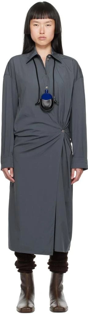 商品Lemaire|Gray Twisted Midi Dress,价格¥3451,第1张图片