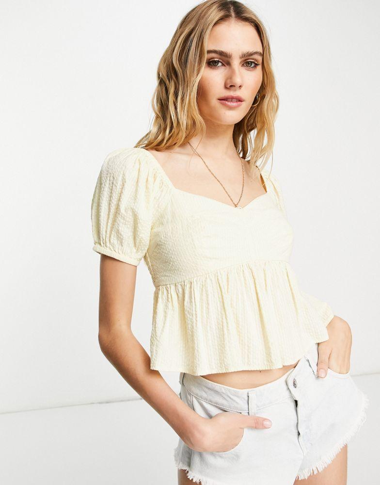 Topshop textured blouse in yellow商品第3张图片规格展示