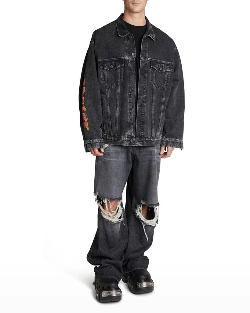 Men's Metal-Logo Oversized Trucker Jacket 商品