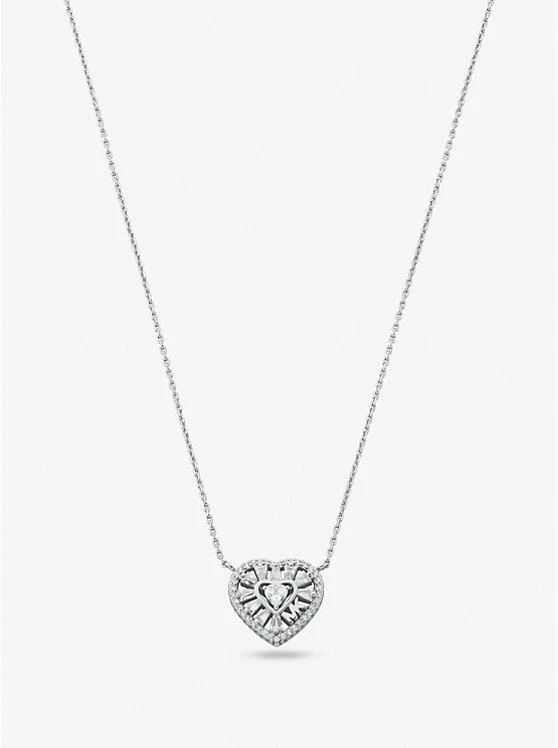 商品Michael Kors|Precious Metal-Plated Sterling Silver Pavé Heart Necklace,价格¥1133,第1张图片