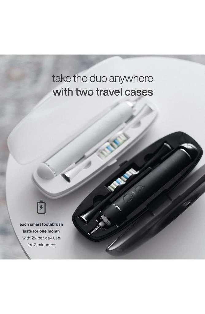 Duo PRO - 双手柄美白智能牙刷，带紫外线消毒底座和 10 个杜邦刷头、2 个旅行盒 商品