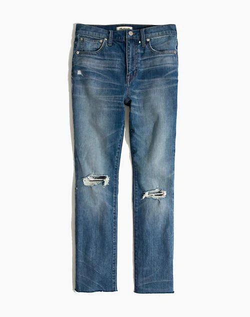 商品Madewell|The High-Rise Slim Crop Boyjean: Knee-Rip Edition,价格¥555,第5张图片详细描述