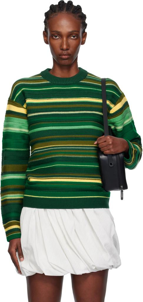 Grüner Pullover mit mehreren Streifen image 2