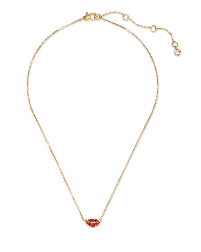 商品Kate Spade|Hit The Town Pavé Lips Mini Pendant Necklace in Gold Tone, 16"-19",价格¥300,第1张图片