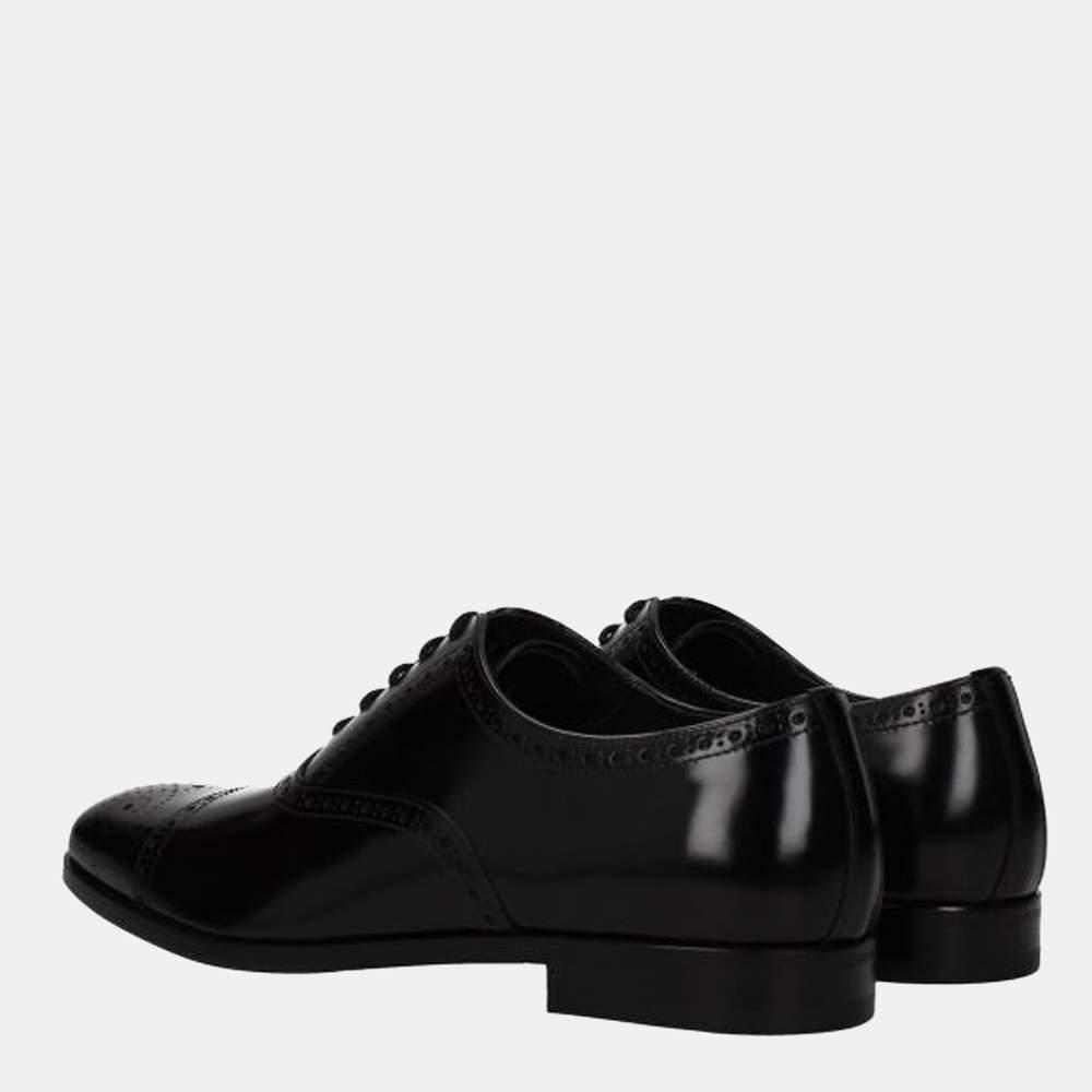 Prada Black Leather Details Derby Shoes Size US 10 EU 40.5商品第9张图片规格展示