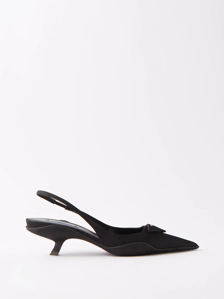商品Prada|Triangle logo-plaque 45 nylon slingback pumps,价格¥9371,第1张图片