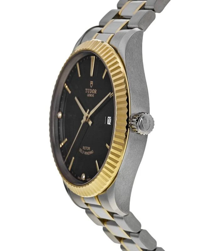 商品Tudor|Tudor Style 41mm Black Diamond Dial Yellow Gold Bezel Steel Men's Watch M12713-0011,价格¥23966,第3张图片详细描述