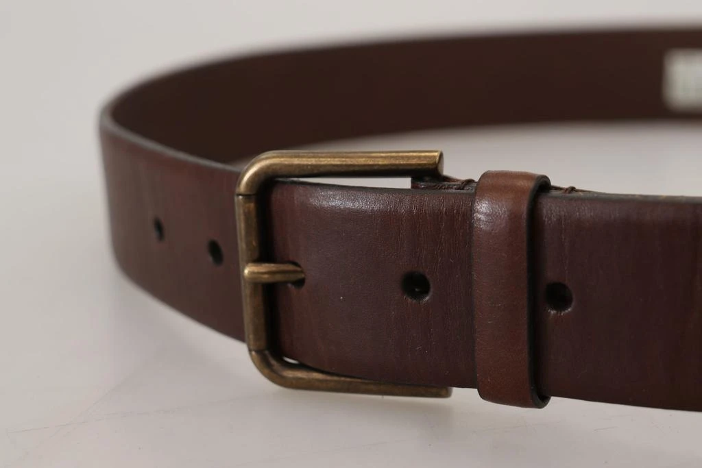 商品Dolce & Gabbana|Dolce & Gabbana Brown Leather Gold Metal Buckle Carabiner Belt,价格¥2147,第5张图片详细描述