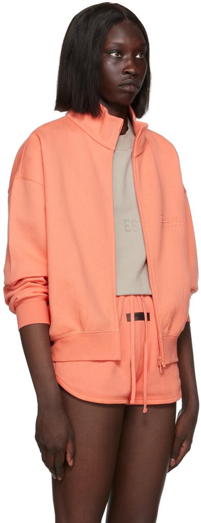 Essentials纯色立领徽标长袖夹克珊瑚色女商品第2张图片规格展示