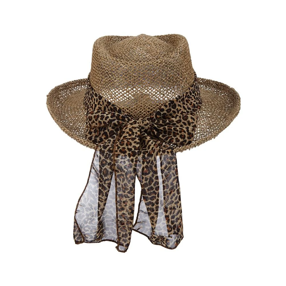 商品SCALA|Women's Animal-Print Short-Brim Seagrass Gambler Hat,价格¥673,第5张图片详细描述