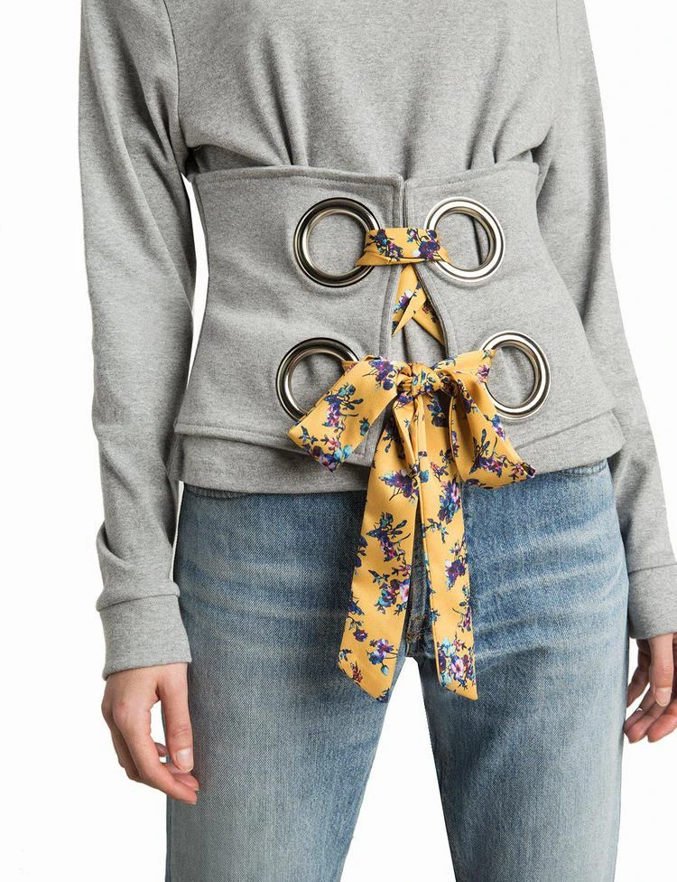 商品Pixie Market|Eyelet Scarf Tie OTS Sweatshirt,价格¥515,第2张图片详细描述