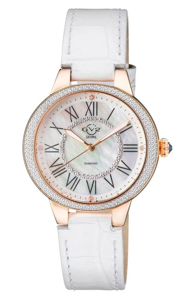 商品Gevril|Women's Astor II Swiss Diamond Leather Strap Watch, 36mm - 0.0193 ctw,价格¥2280,第1张图片