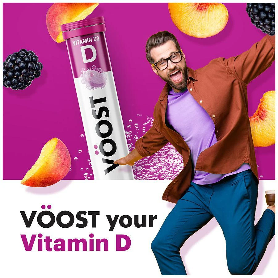 商品Voost|Vitamin D Sugar Free Effervescent Tablets for Bone Health Fizzy Blackberry Peach,价格¥97,第4张图片详细描述