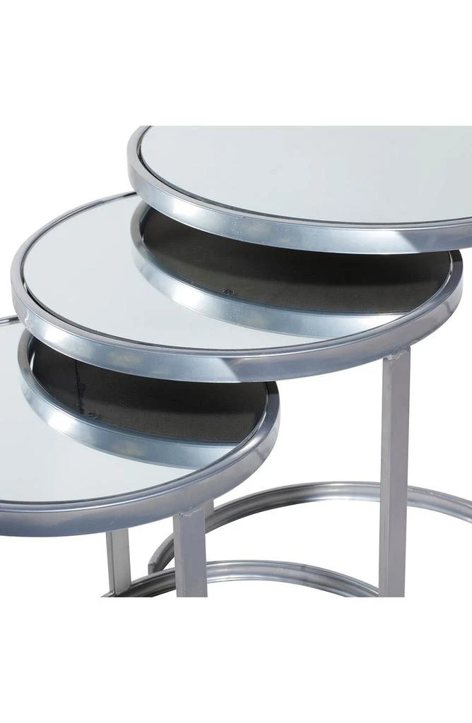 商品VIVIAN LUNE HOME|Silvertone Metal Nesting Accent Table with Mirrored Glass Top - Set of 3,价格¥1050,第4张图片详细描述