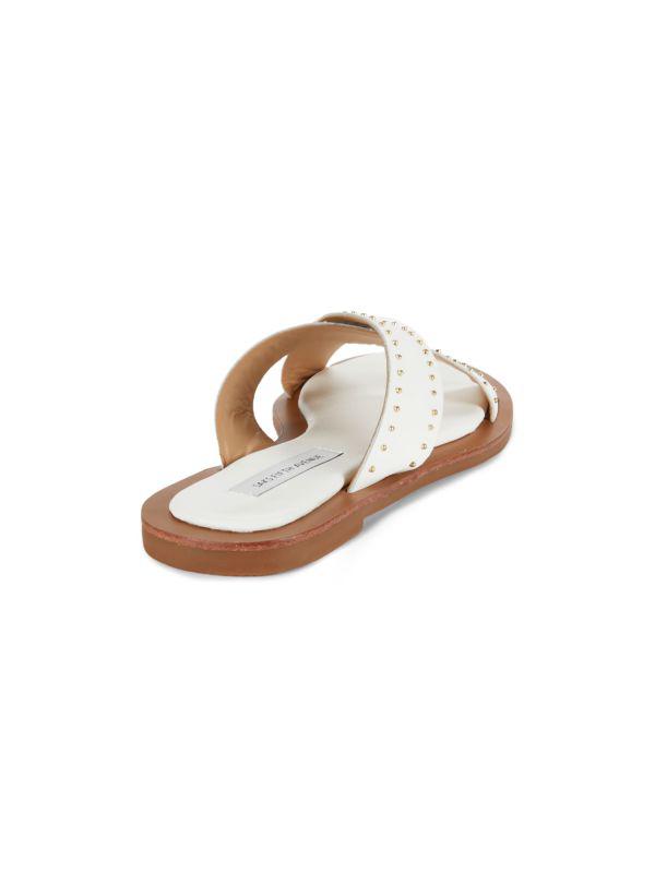 Living Life Beautifully クリスティーナ・ストラット Just Queenie leather and PVC sandals in silver - Christian