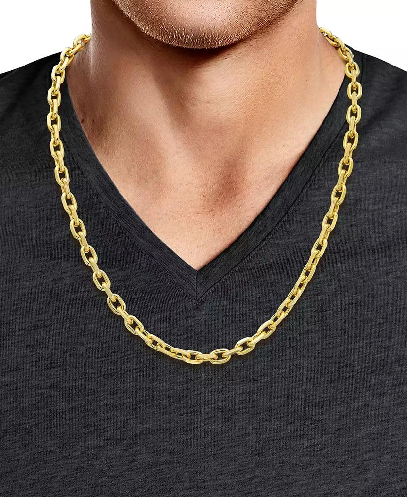 商品Macy's|Men's Rolo Link 22" Chain Necklace in 14k Gold-Plated Sterling Silver,价格¥1852,第2张图片详细描述