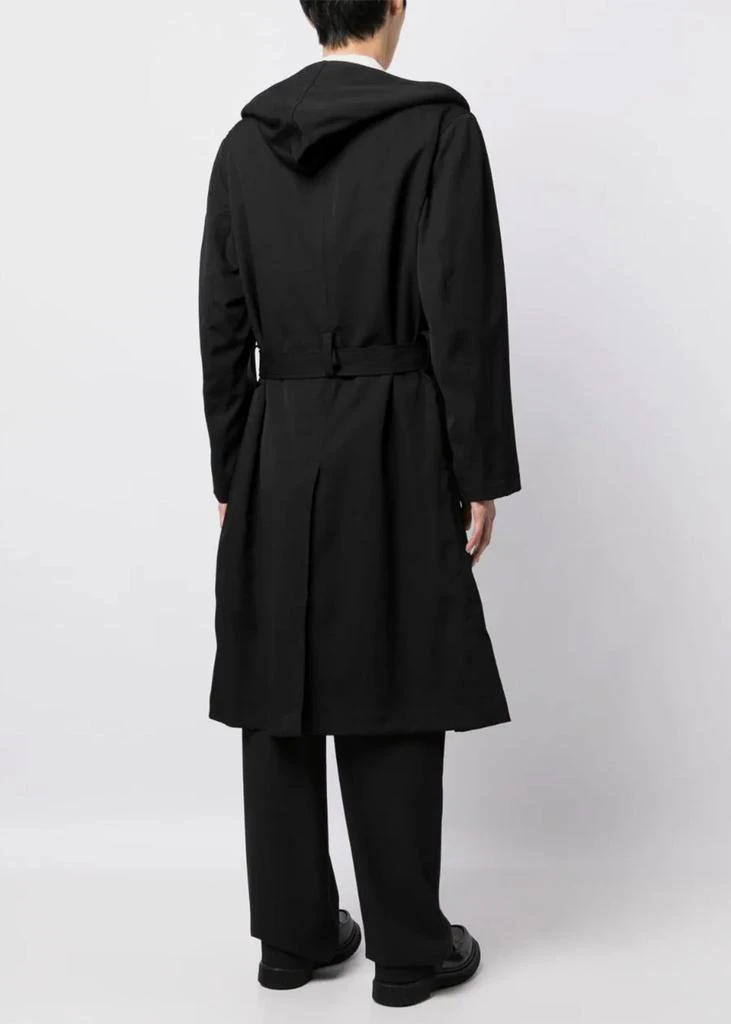商品YOHJI YAMAMOTO|YOHJI YAMAMOTO Black Hooded Trench Coat,价格¥9263,第4张图片详细描述