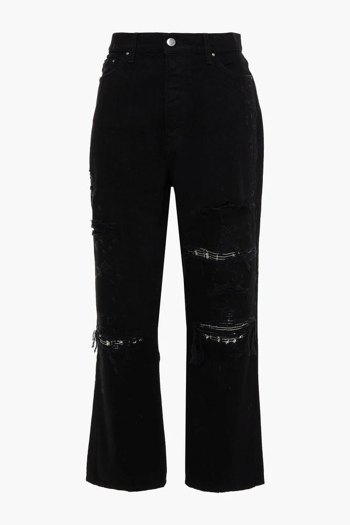 商品AMIRI|Bead-embellished distressed high-rise wide-leg jeans,价格¥1785,第1张图片