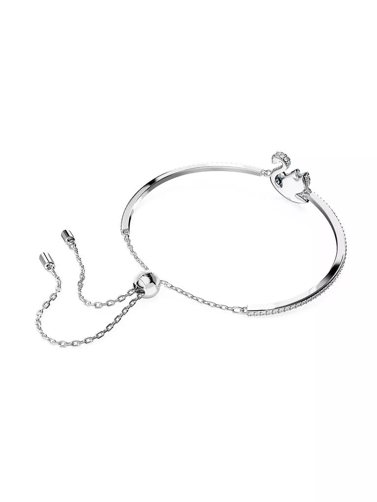 商品Swarovski|Swarovski Iconic Rhodium-Plated & Crystal Swan Bangle,价格¥1414,第5张图片详细描述