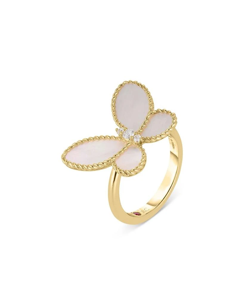 18K Yellow Gold Jasmine Mother of Pearl & Diamond Butterfly Ring 商品