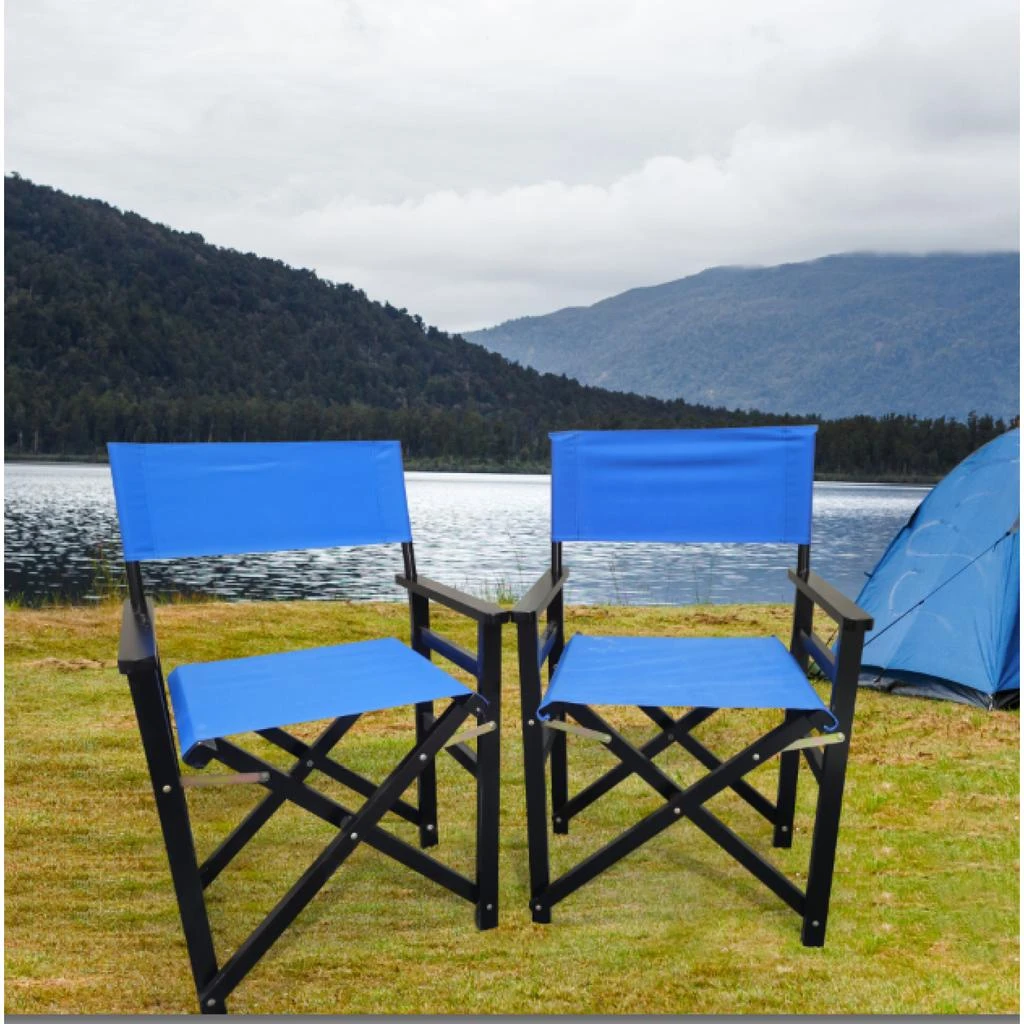 商品Simplie Fun|Folding Chair Wooden Director Chair Canvas Folding Chair Folding Chair 2pcs/set,价格¥1518,第1张图片