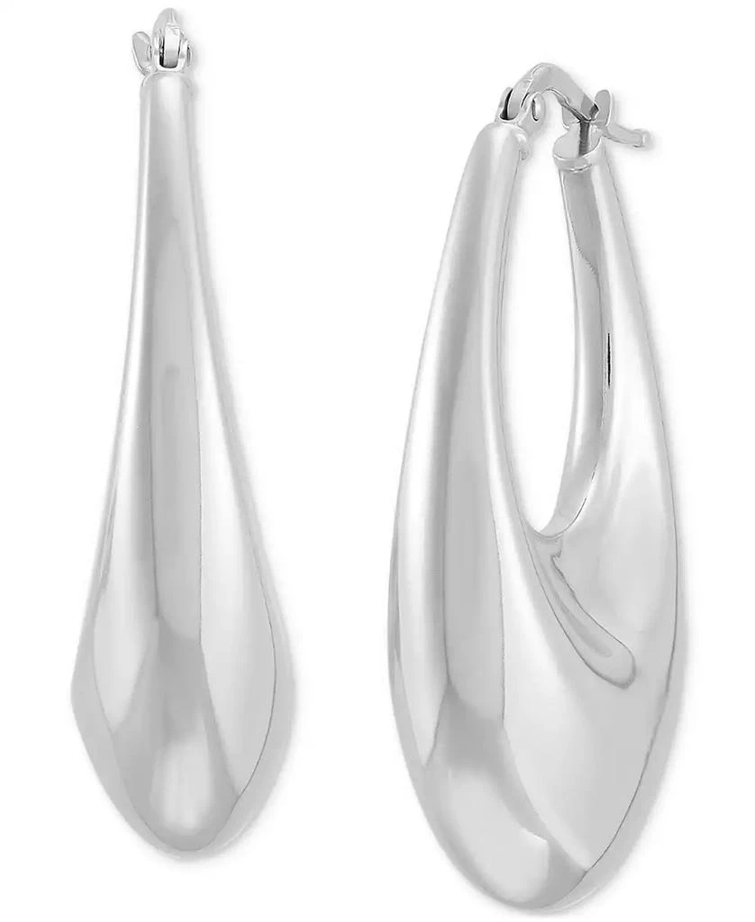 商品Italian Silver|Polished Oval Medium Hoop Earrings in Sterling Silver, 1.57",价格¥1080,第3张图片详细描述