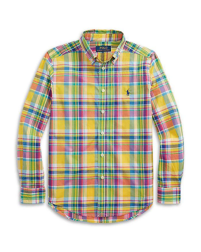 商品Ralph Lauren|Boys' Plaid Cotton Poplin Shirt - Little Kid,价格¥246,第1张图片