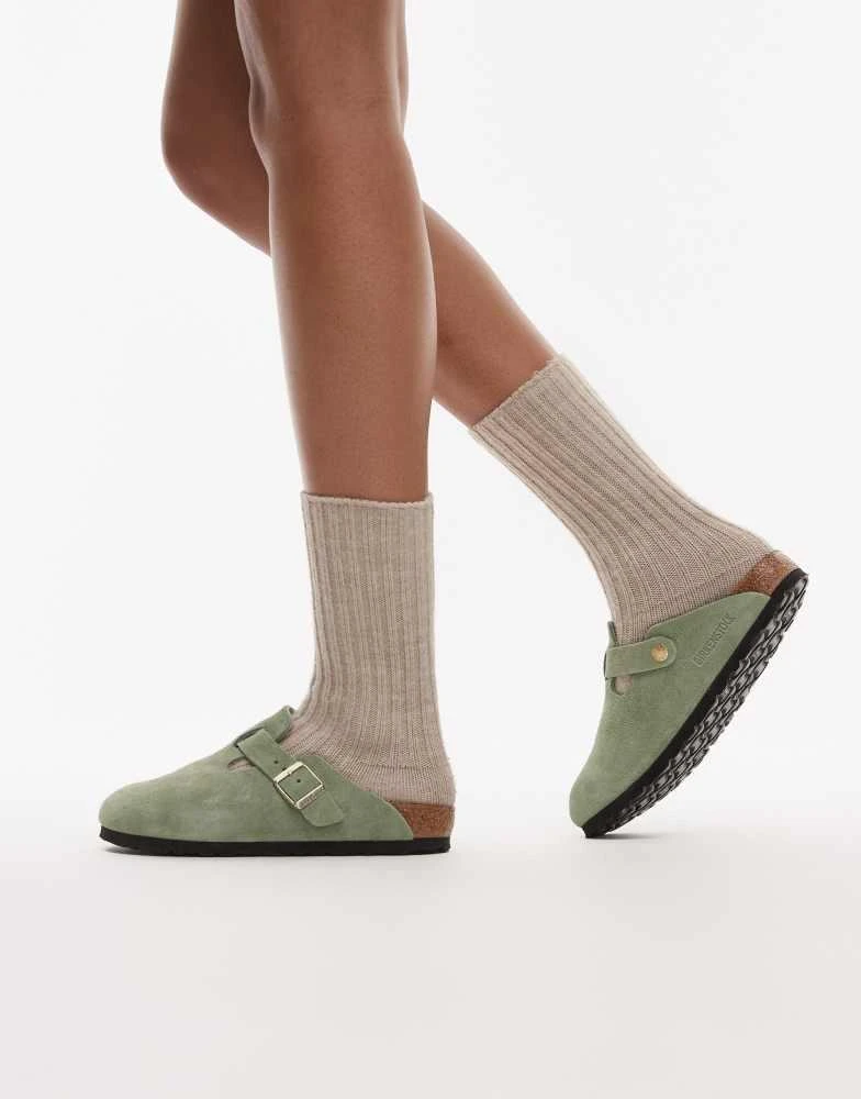 商品Birkenstock|Birkenstock Narrow Fit Boston clogs in green tea suede,价格¥1428,第1张图片