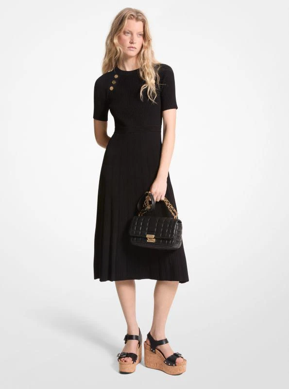 商品Michael Kors|Ribbed Stretch Knit Button Midi Dress,价格¥525,第1张图片