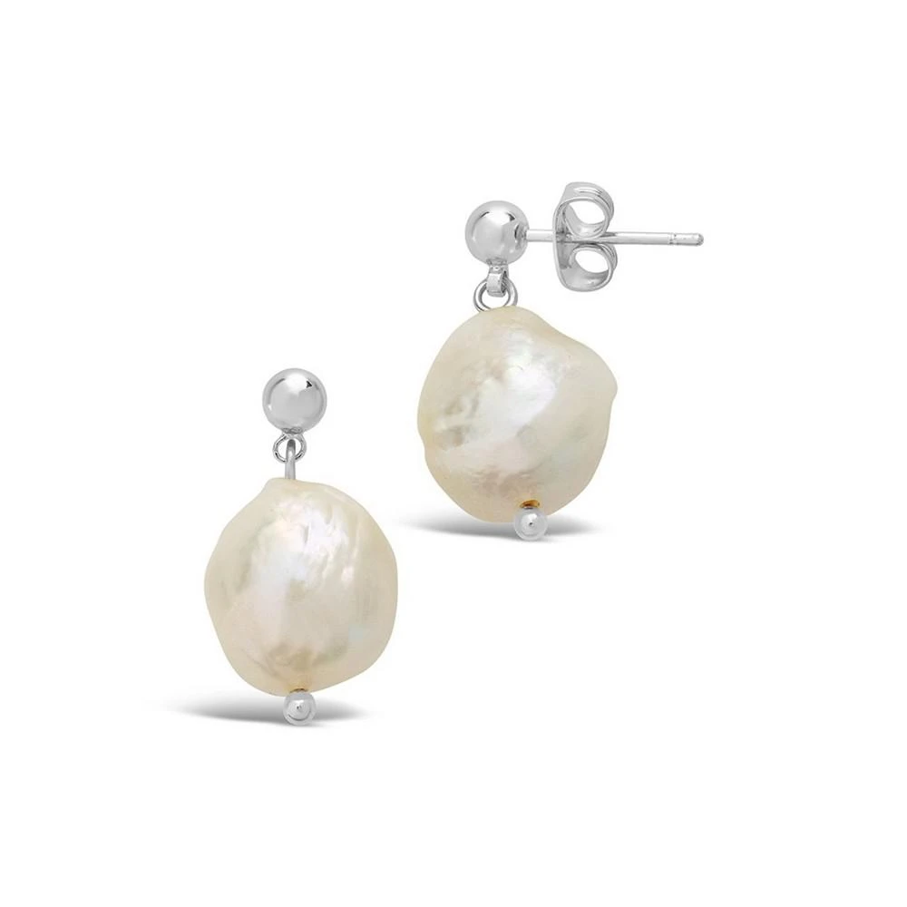 商品Sterling Forever|Women's Large Baroque Pearl Drop Stud Earrings,价格¥480,第2张图片详细描述