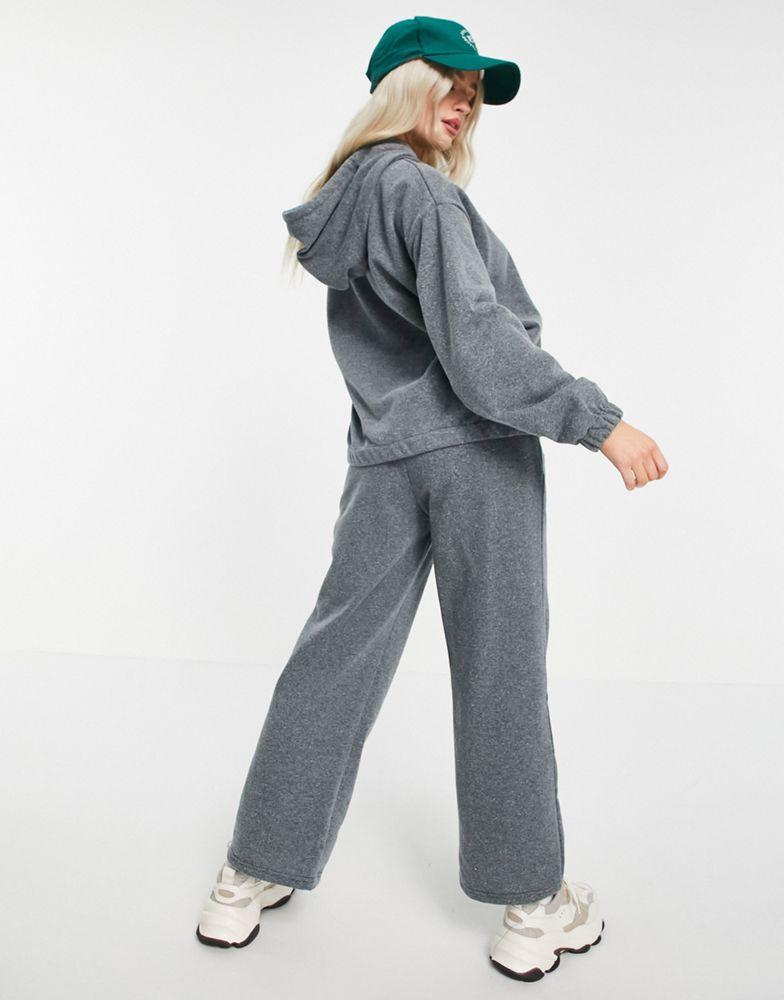 ASOS DESIGN Petite acid wash tracksuit hoodie and straight leg jogger in charcoal商品第2张图片规格展示