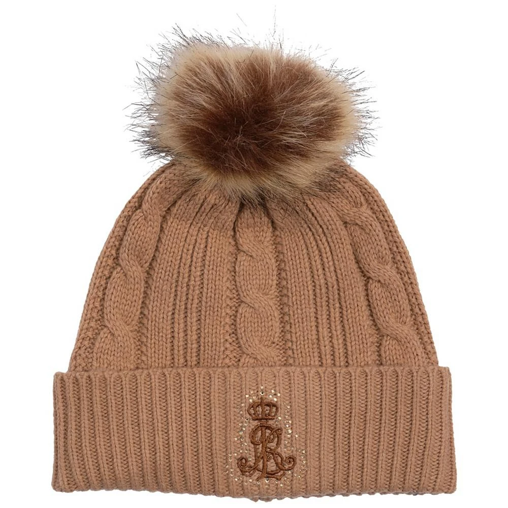 商品Ralph Lauren|Women's Logo and Rhinestone Cable Beanie,价格¥365,第1张图片详细描述