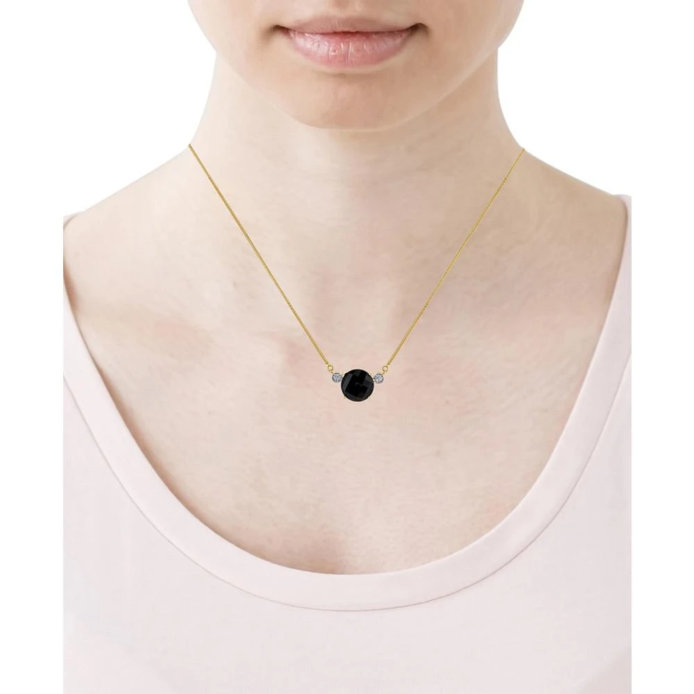 商品Macy's|Onyx & Diamond Accent 16" Pendant Necklace in 14k Gold,价格¥4742,第2张图片详细描述