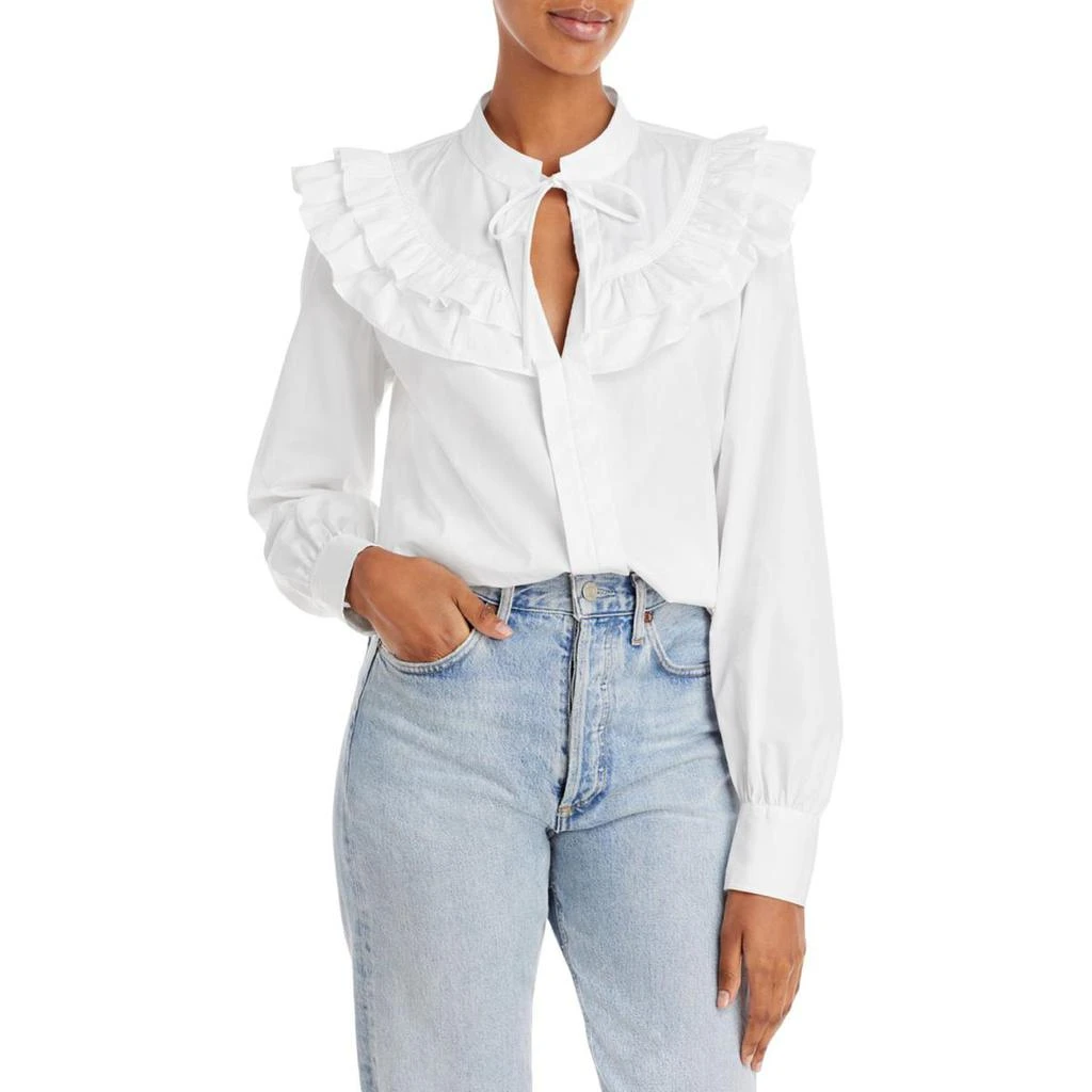 商品Derek Lam|Derek Lam 10 Crosby Womens Renee Split Neck Ruffled Blouse,价格¥284,第1张图片