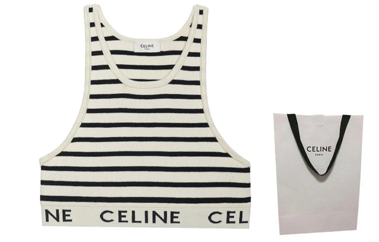 商品[国内直发] Celine|赛琳 Logo针织条纹运动背心 女款 奶白色,价格¥4137,第6张图片详细描述