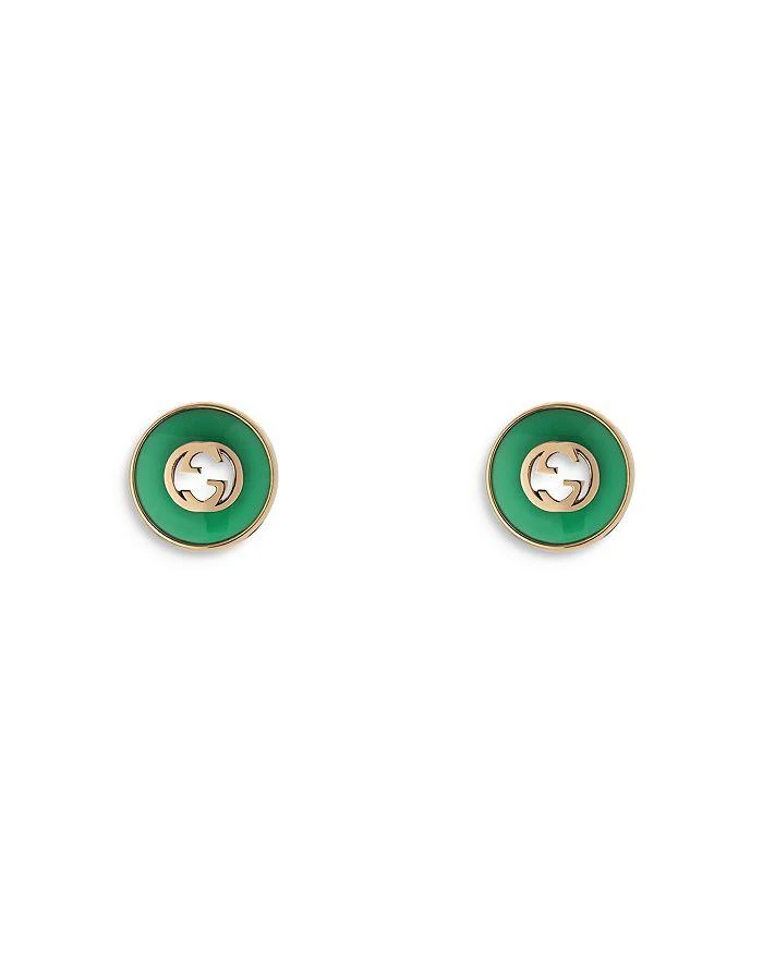 商品Gucci|18K Rose Gold Interlocking Green Agate Circle Stud Earrings,价格¥15709,第1张图片